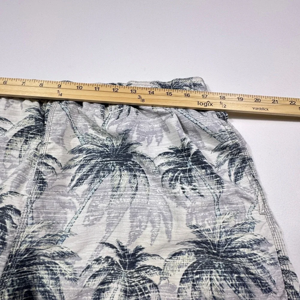 Tommy Bahama Relax Mens Large Swim Trunks Grey Navy Palm Tree Nylon Mesh Lined‎